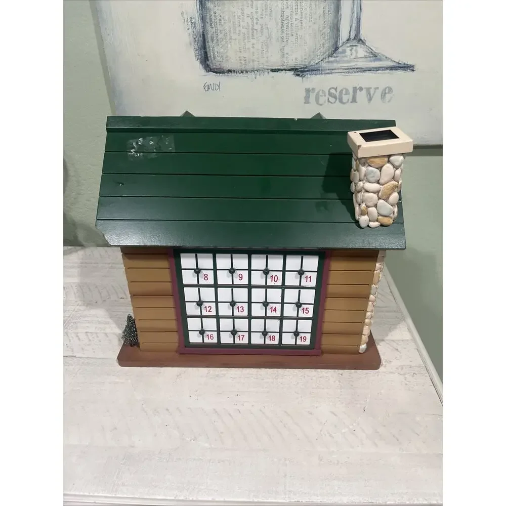 Wooden House Advent Calendar, Christmas Theme Plow And Hearth 24 Wooden Figurine